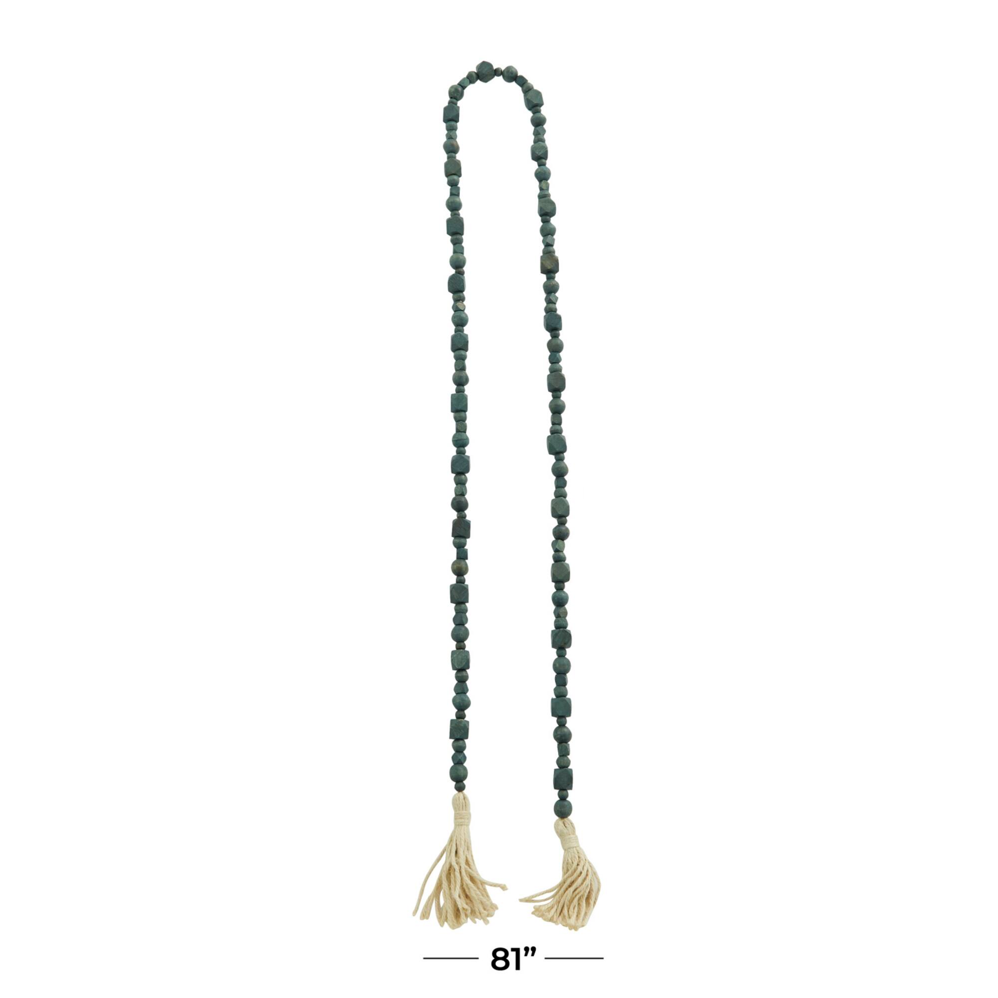 80" Geometric Wood Bead Garland with Tassels